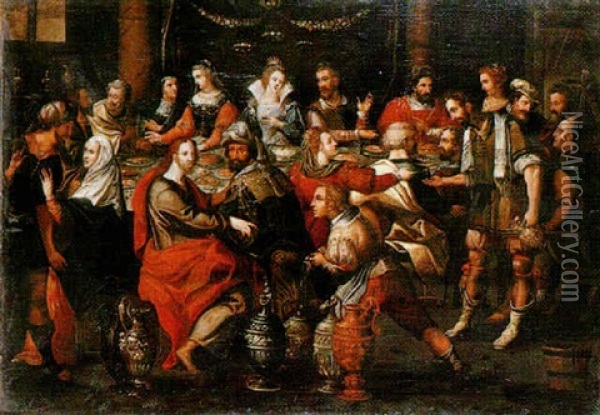 Les Noces De Cana Oil Painting - Ambrosius Francken the Younger