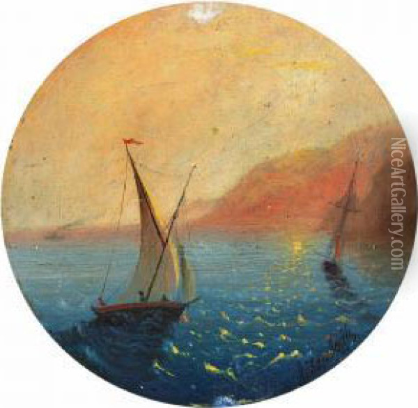 Coastal Scene At Sunset Oil Painting - Ivan Konstantinovich Aivazovsky