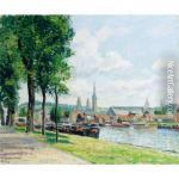 Le Cours-la-reine, La Cathedrale Notre-dame, Rouen Oil Painting - Camille Pissarro