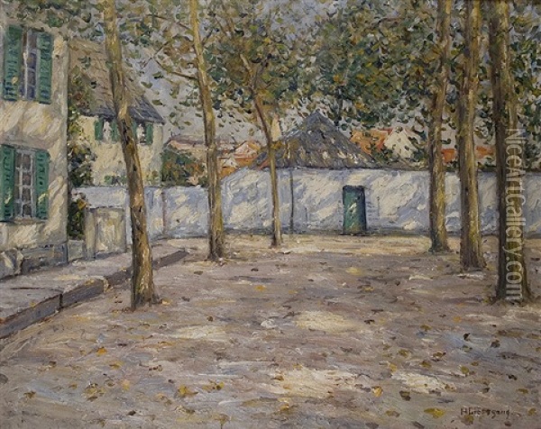 Sunlit Churchyard Oil Painting - Helmuth Liesegang