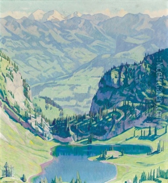 Landschaft Am Stockhorn Oil Painting - Emil Cardinaux