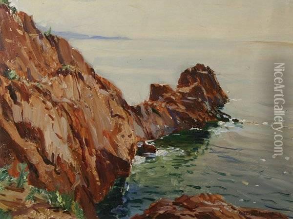 Otter Cliff-seal Harbor, Me Oil Painting - Constantin Alexandr. Westchiloff
