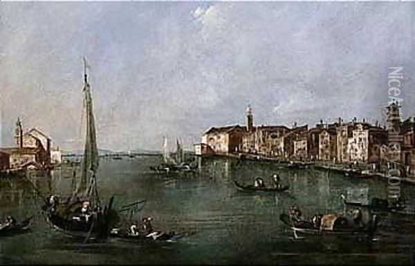 Venice, A View Of The Zattere At The Punta Di Santa Marta, And The Giudecca With The Church Of San Biagio Oil Painting - Francesco Guardi