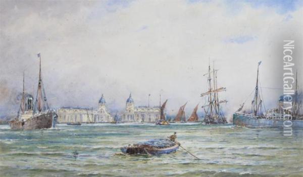 View Of Greenwich From The River Oil Painting - Thomas Bush Hardy