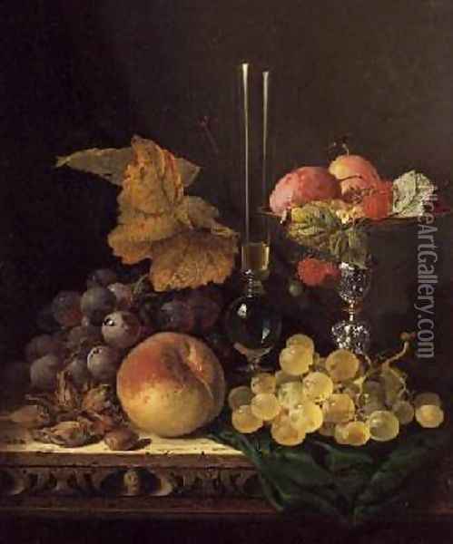 Still Life with Fruit and Nuts Oil Painting - Edward Ladell