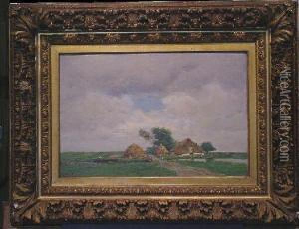 Farmhouse In Landscape Oil Painting - Frederick William Kost