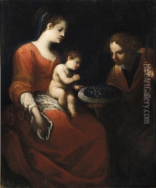 Madonna Col Bambino E Santo Martire Oil Painting - Pellegro Piola