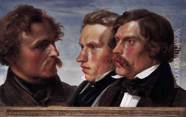 Carl Friedrich Lessing, Carl Sohn, and Theodor Hildebrandt 1839 Oil Painting - Julius Hubner