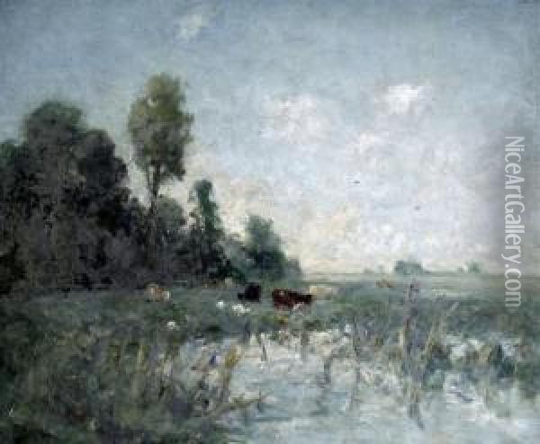 Cattle In A Meadow Oil Painting - George Boyle