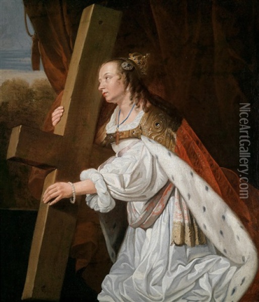 Die Heilige Helena Tragt Das Wahre Kreuz Christi Oil Painting - Jan De Bray