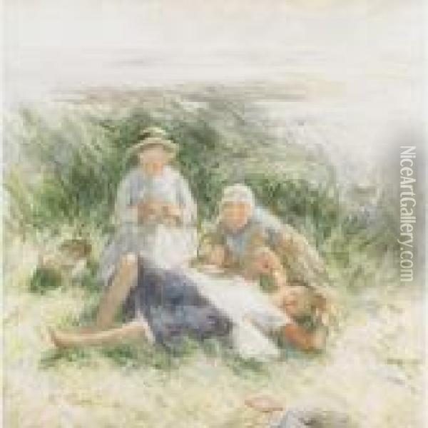 Among The Bents, A Hot Day Oil Painting - Robert Gemmell Hutchison