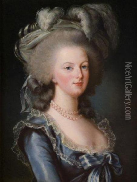 Portrait De Lareine Marie-antoinette Oil Painting - Elisabeth Vigee-Lebrun