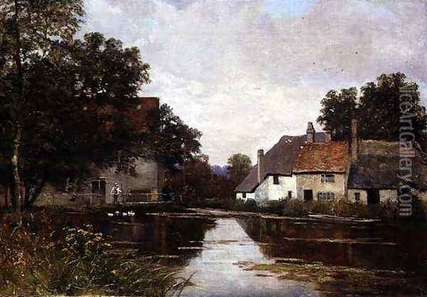 Mill on the Cam, Shepreth Mill, near Cambridge, 1902 Oil Painting - Edward Wilkins Waite