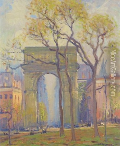 Washington Square Arch Oil Painting - Arthur Clifton Goodwin