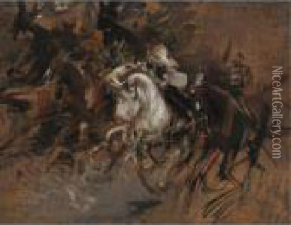 Cavalieri Oil Painting - Giovanni Boldini