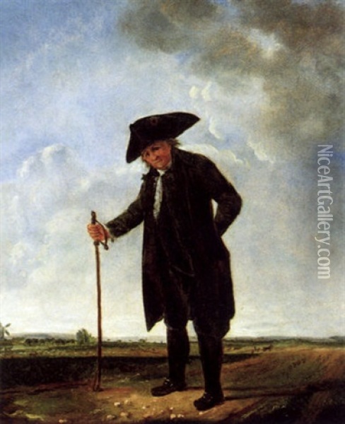 Bildnis Eines Herrn Mit Dreispitz In Einer Landschaft Oil Painting - Francois Jean (Jean Francois) Sablet