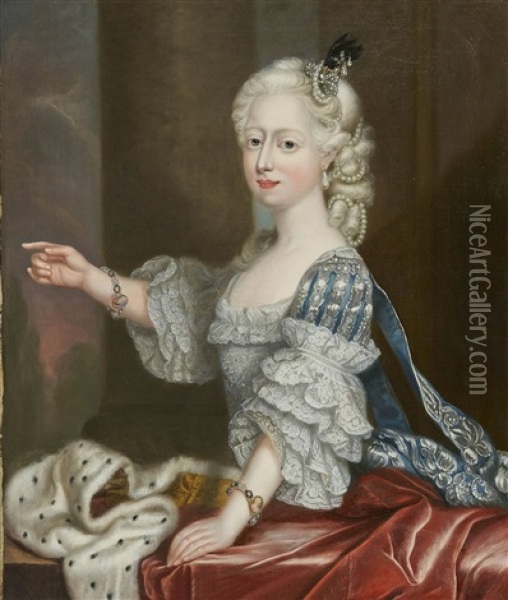 Portrait Of The Duchess Of Brunswyck Oil Painting - Thomas Frye