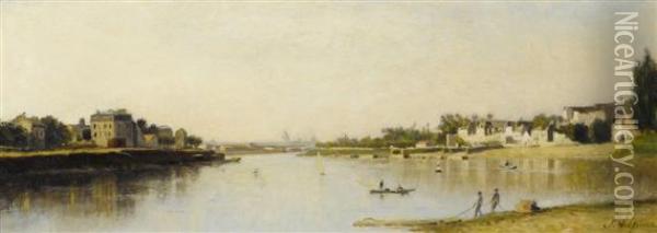 La Seine A Charenton Oil Painting - Stanislas Lepine