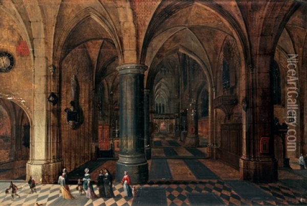 Katedralsinterior Med Figurer Oil Painting - Peeter Neeffs the Elder
