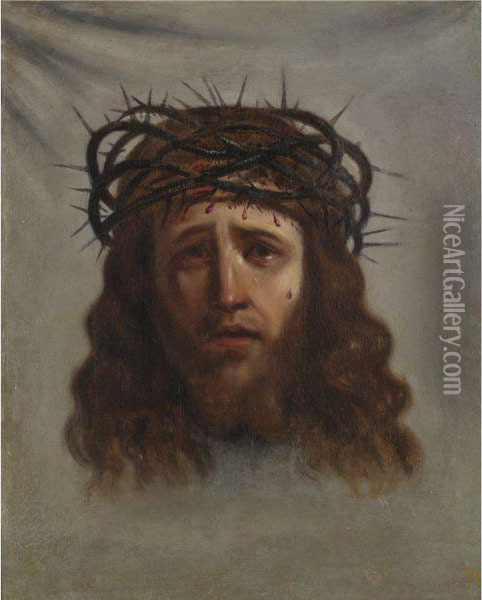 Veronica's Veil: The Head Of Christ Oil Painting - Annibale Carracci