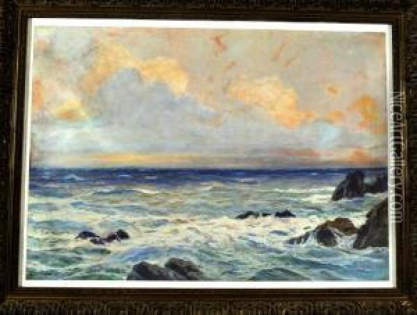 Meeresbrandung An Der Kuste Von Capri Oil Painting - Paul von Spaun