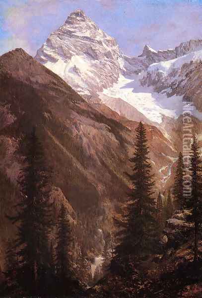 Canadian Rockies Asulkan Glacier Oil Painting - Albert Bierstadt
