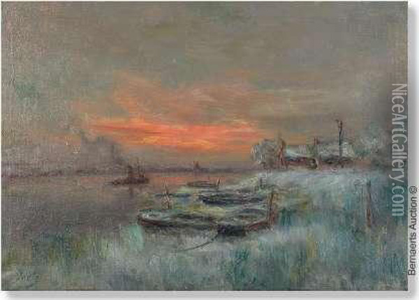 'hiver Au Bord De L'escaut' Oil Painting - Romain Steppe
