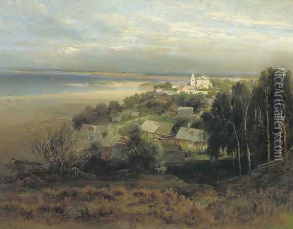 Monastery of Caves near Nizhny Novgorod (1871) Oil Painting - Alexei Kondratyevich Savrasov