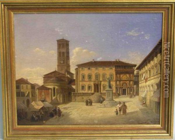 Piazza Grande In Arezzo Oil Painting - Eduard Frey