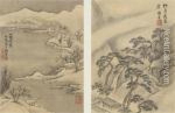 Landscapes In Ancient Style Oil Painting - Yang Jin