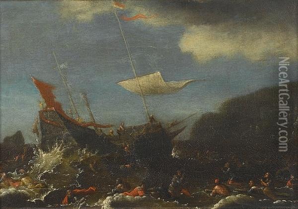 Saint Paul Shipwrecked Off The Island Of Malta Oil Painting - Agostino Tassi
