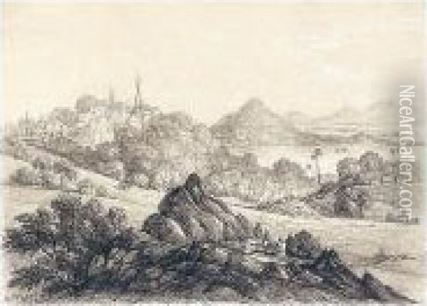 City Of Gyah, Behar, East View Oil Painting - Colonel George Francis White