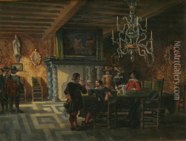 Barocksallskap Pa Ulriksdals Slott Oil Painting -  Karl XV (King of Sweden & Norway)