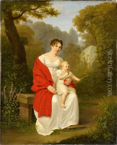 Bildnis Der Friedericke Frick Mit Sohn Oil Painting - Frederic Fregevize