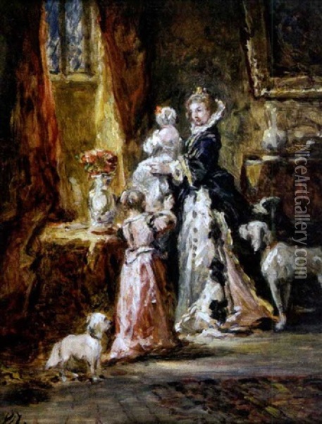 Les Petites Princesses Oil Painting - Louis-Gabriel-Eugene Isabey