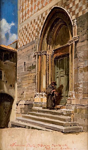 Elemosina Presso Il Duomo Oil Painting - Rubens Santoro