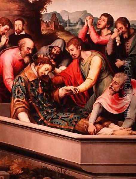 The Burial of St Esteban Oil Painting - Vicente Juan (Juan de Juanes) Macip