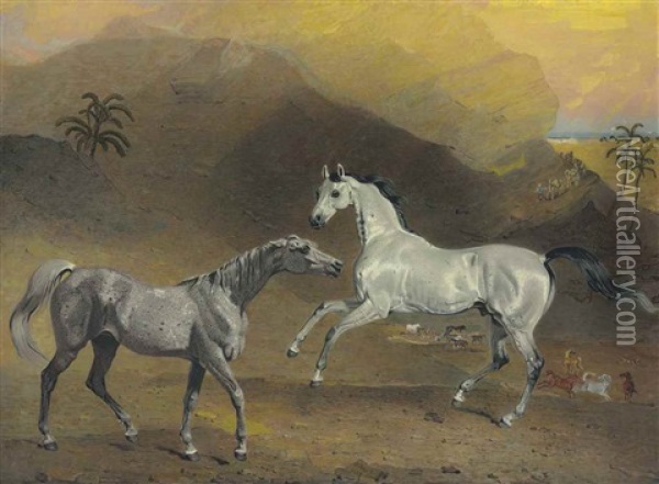 The Malcolm Arabian Oil Painting - Benjamin Marshall