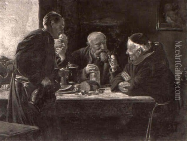 After Dinner Conversation Oil Painting - Eduard von Gruetzner