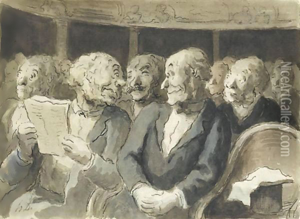 Les Spectateurs Oil Painting - Honore Daumier
