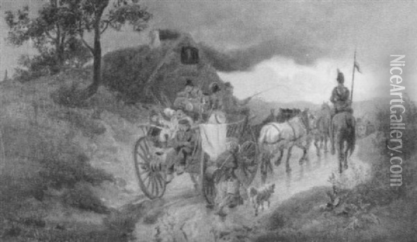 Heimkehrende Soldaten Auf Einem Pferdekarren Oil Painting - Gustav Jacob Canton
