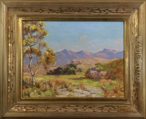 Landscape With Distant Mountain Range Oil Painting - Thomas Hill McKay