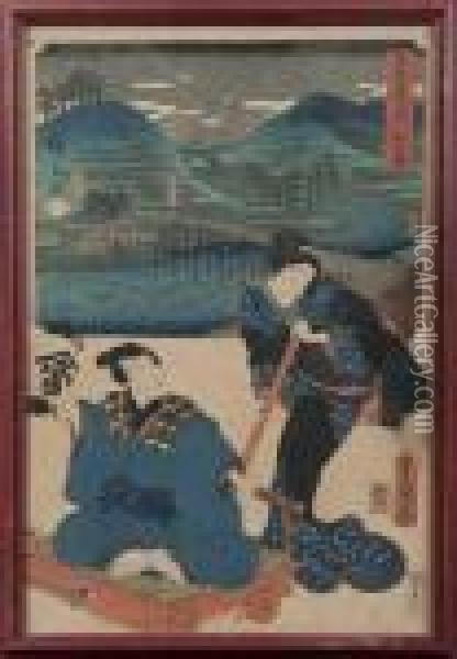 Scene A Deux Personnages Oil Painting - Toyokuni