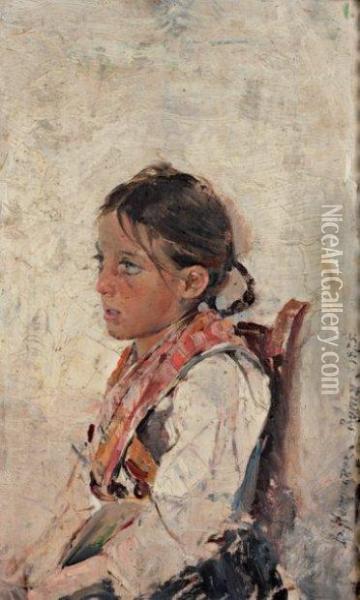 Portrait De Jeune Femme Oil Painting - Daniel Hernandez Morillo