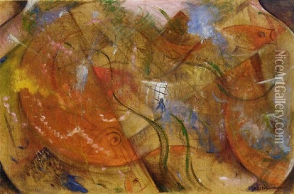 Goldfish (poisson D'or) Oil Painting - Christopher Richard Wynne Nevinson