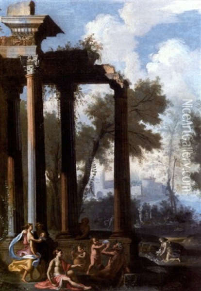 Caprice Avec Bacchus Oil Painting - Giovanni Paolo Panini