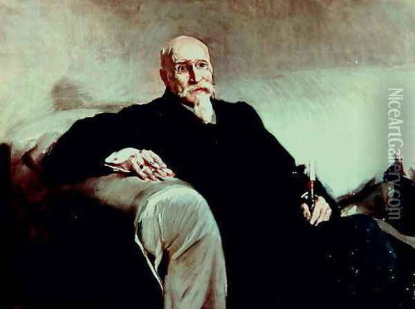 Portrait of Jose Echegaray y Eizaguire (1832-1916) Spanish mathematician and dramatist Oil Painting - Joaquin Sorolla Y Bastida
