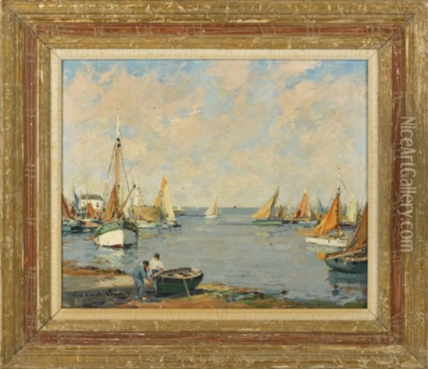 Harbor Scene Oil Painting - Paul Emile Lecomte