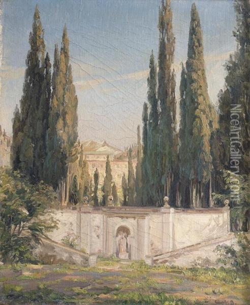 Vue De La Villa D'este Oil Painting - Gerhard Lichtenberg Blom