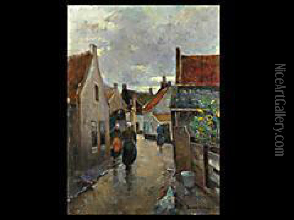 Die Dorfstrasse Oil Painting - Hermann Groeber